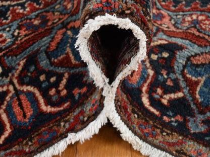 Heriz Antique hand-knotted wool rug in Red & Blue, 7'3" x 9'7" — SKU O087401 (view 6)