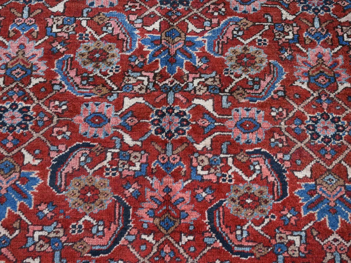 Heriz Antique hand-knotted wool rug in Red & Blue, 7'3" x 9'7" — SKU O087401 (view 8)
