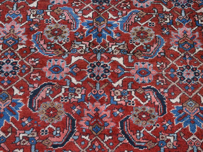 Heriz Antique hand-knotted wool rug in Red & Blue, 7'3" x 9'7" — SKU O087401 (view 8)