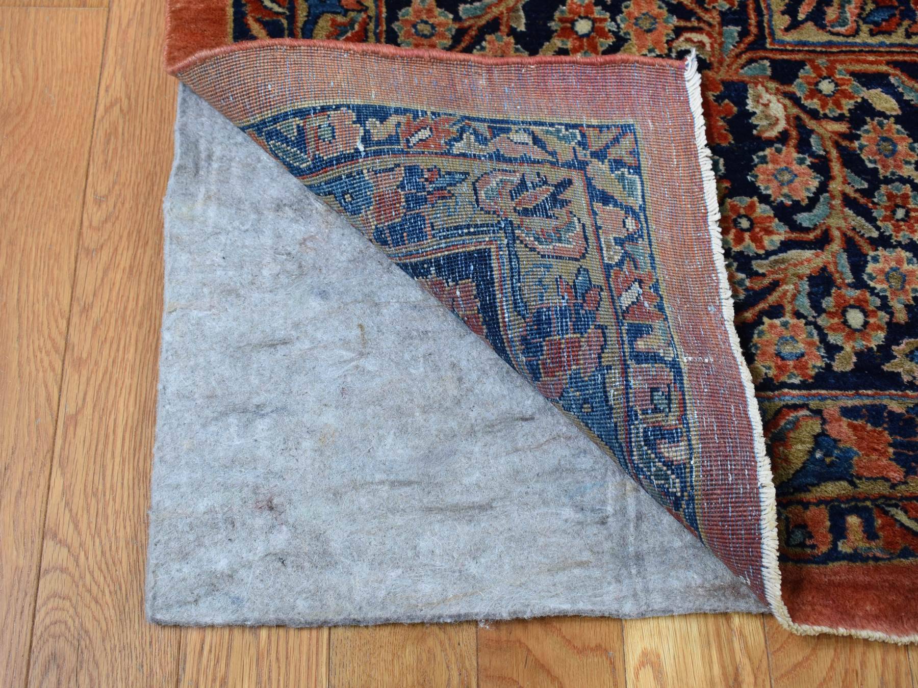 Sarouk Antique hand-knotted wool rug in Red & Blue, 10'6" x 19'3" — SKU O087403 (view 4)