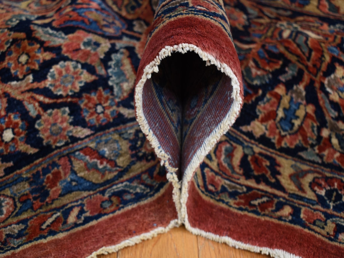 Sarouk Antique hand-knotted wool rug in Red & Blue, 10'6" x 19'3" — SKU O087403 (view 6)
