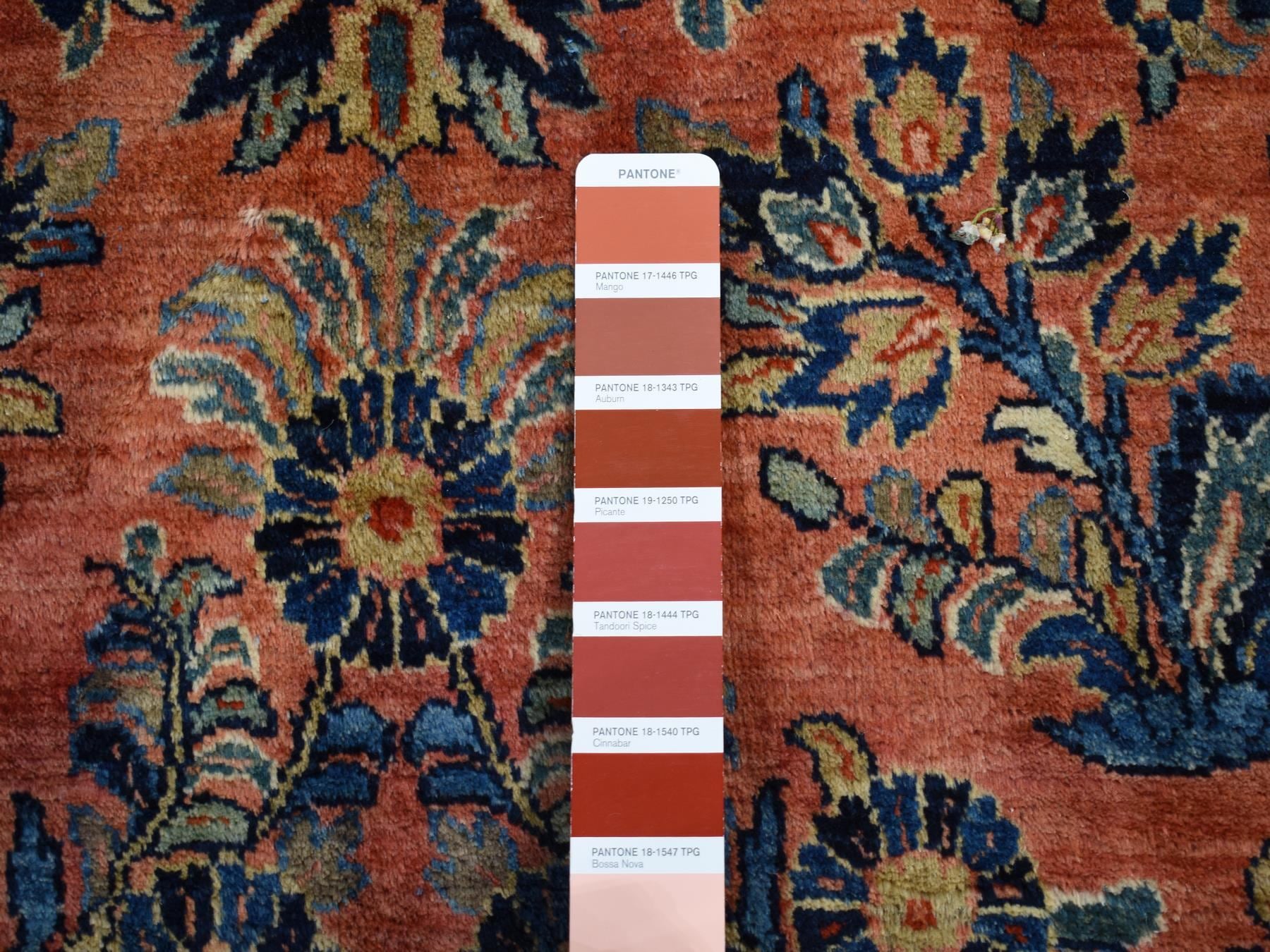 Sarouk Antique hand-knotted wool rug in Red & Blue, 10'6" x 19'3" — SKU O087403 (view 7)