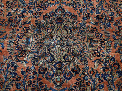 Sarouk Antique hand-knotted wool rug in Red & Blue, 10'6" x 19'3" — SKU O087403 (view 8)