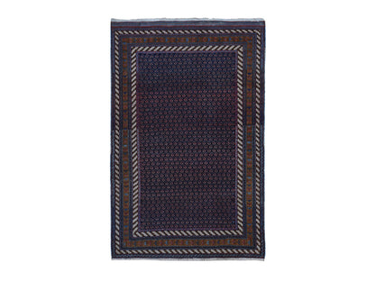 Blue 4'4" x 6'10" Antique Hand knotted Wool Rug - Sku: O087404