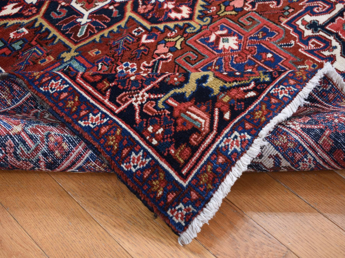 Heriz Heriz hand-knotted wool rug in Red & Yankees Blue, 4'7" x 8'8" — SKU O087405 (view 4)
