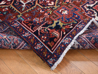 Heriz Heriz hand-knotted wool rug in Red & Yankees Blue, 4'7" x 8'8" — SKU O087405 (view 4)