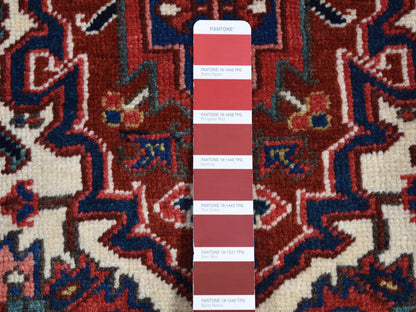 Heriz Heriz hand-knotted wool rug in Red & Yankees Blue, 4'7" x 8'8" — SKU O087405 (view 5)