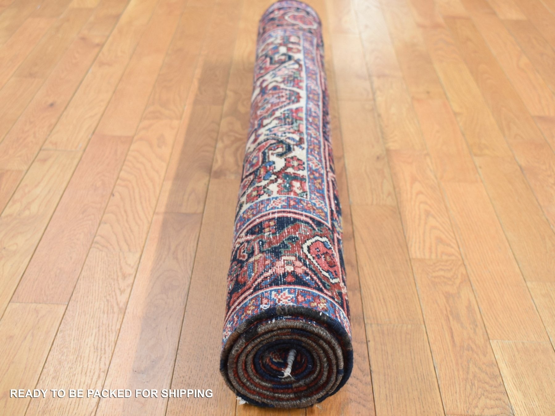 Heriz Heriz hand-knotted wool rug in Red & Yankees Blue, 4'7" x 8'8" — SKU O087405 (view 7)