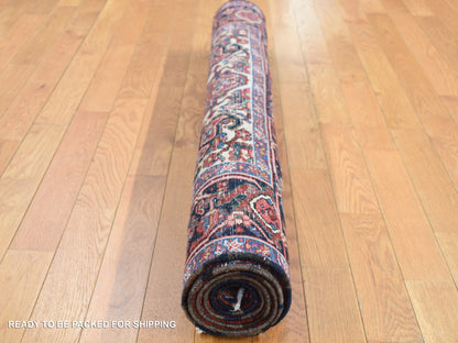 Heriz Heriz hand-knotted wool rug in Red & Yankees Blue, 4'7" x 8'8" — SKU O087405 (view 7)
