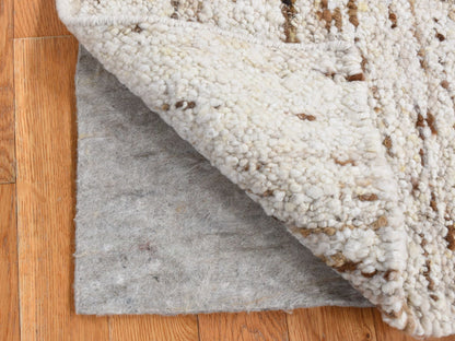 Ivory 1'8" x 1'8" Modern and Contemporary Hand knotted Wool Rug - Sku: O087408