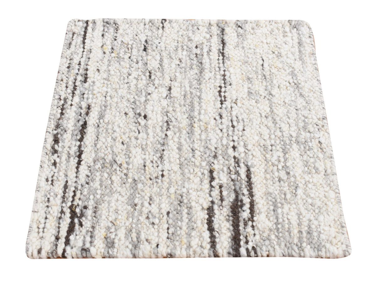 Modern / Contemporary hand-knotted wool rug in Ivory, 1'10" x 1'10" — SKU O087409