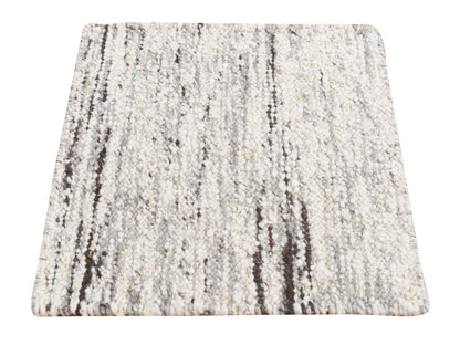 Modern / Contemporary hand-knotted wool rug in Ivory, 1'10" x 1'10" — SKU O087409