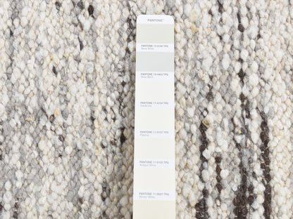 Ivory 1'10" x 1'10" Modern and Contemporary Hand knotted Wool Rug - Sku: O087409