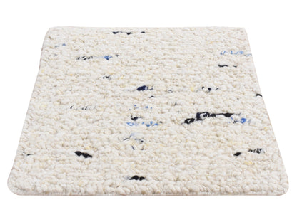 Ivory 1'9" x 1'9" Modern and Contemporary Hand knotted Wool Rug - Sku: O087413
