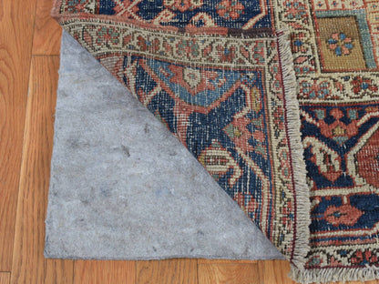 Heriz Antique hand-knotted wool rug in Ivory & Blue, 9'9" x 12'6" — SKU O087424 (view 4)