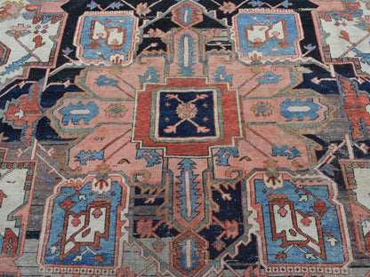 Heriz Antique hand-knotted wool rug in Ivory & Blue, 9'9" x 12'6" — SKU O087424 (view 8)