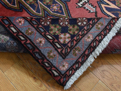 Persian hand-knotted wool rug in Red & Blue, 3'5" x 5' — SKU O087432 (view 3)