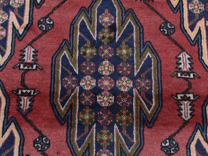 Persian hand-knotted wool rug in Red & Blue, 3'5" x 5' — SKU O087432 (view 5)