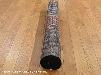 Persian hand-knotted wool rug in Red & Blue, 3'5" x 5' — SKU O087432 (view 6)