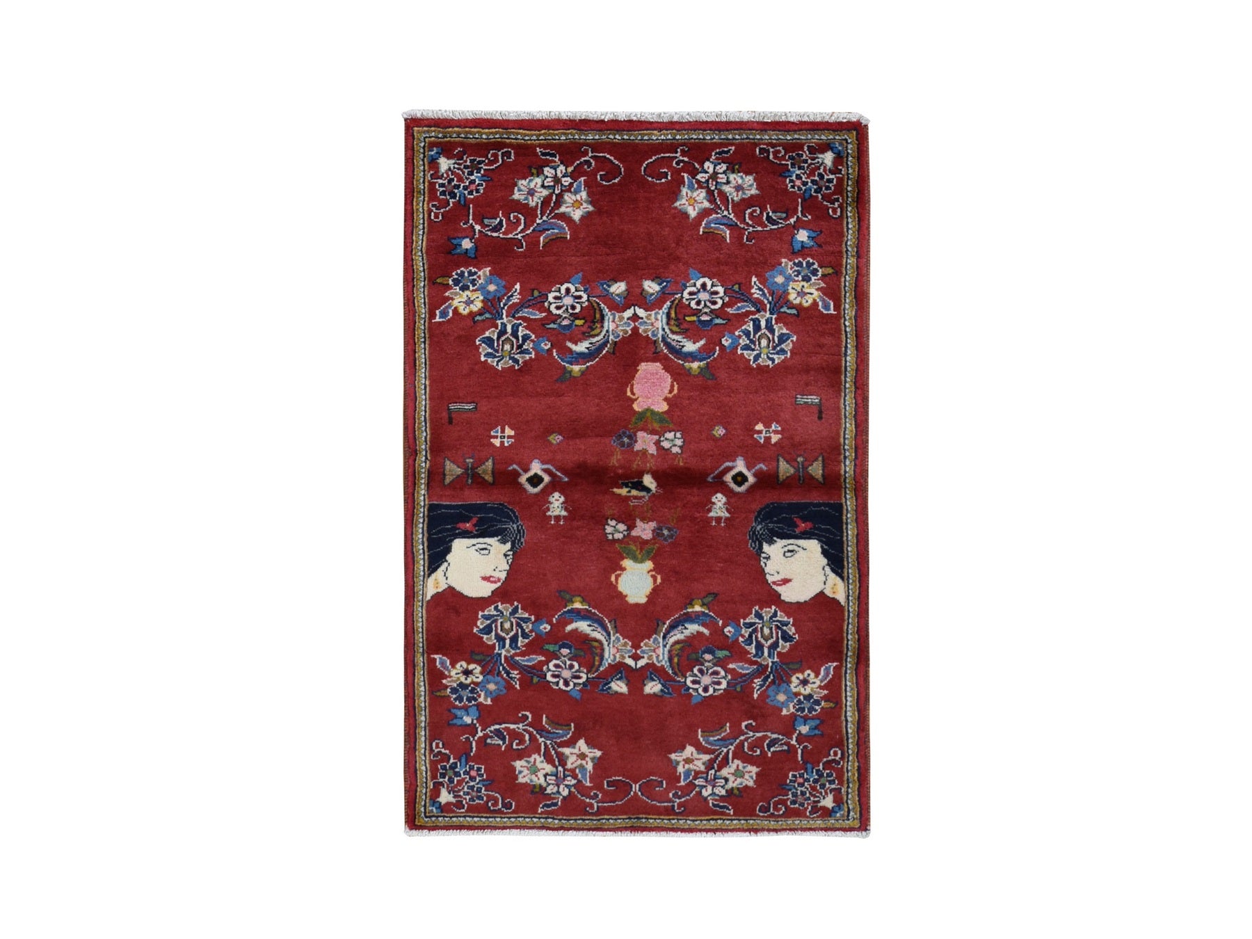 Persian hand-knotted wool rug in Red, 3' x 4'9" — SKU O087435