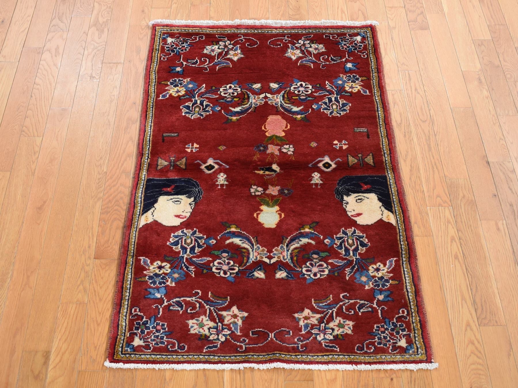 Persian hand-knotted wool rug in Red, 3' x 4'9" — SKU O087435 (view 2)