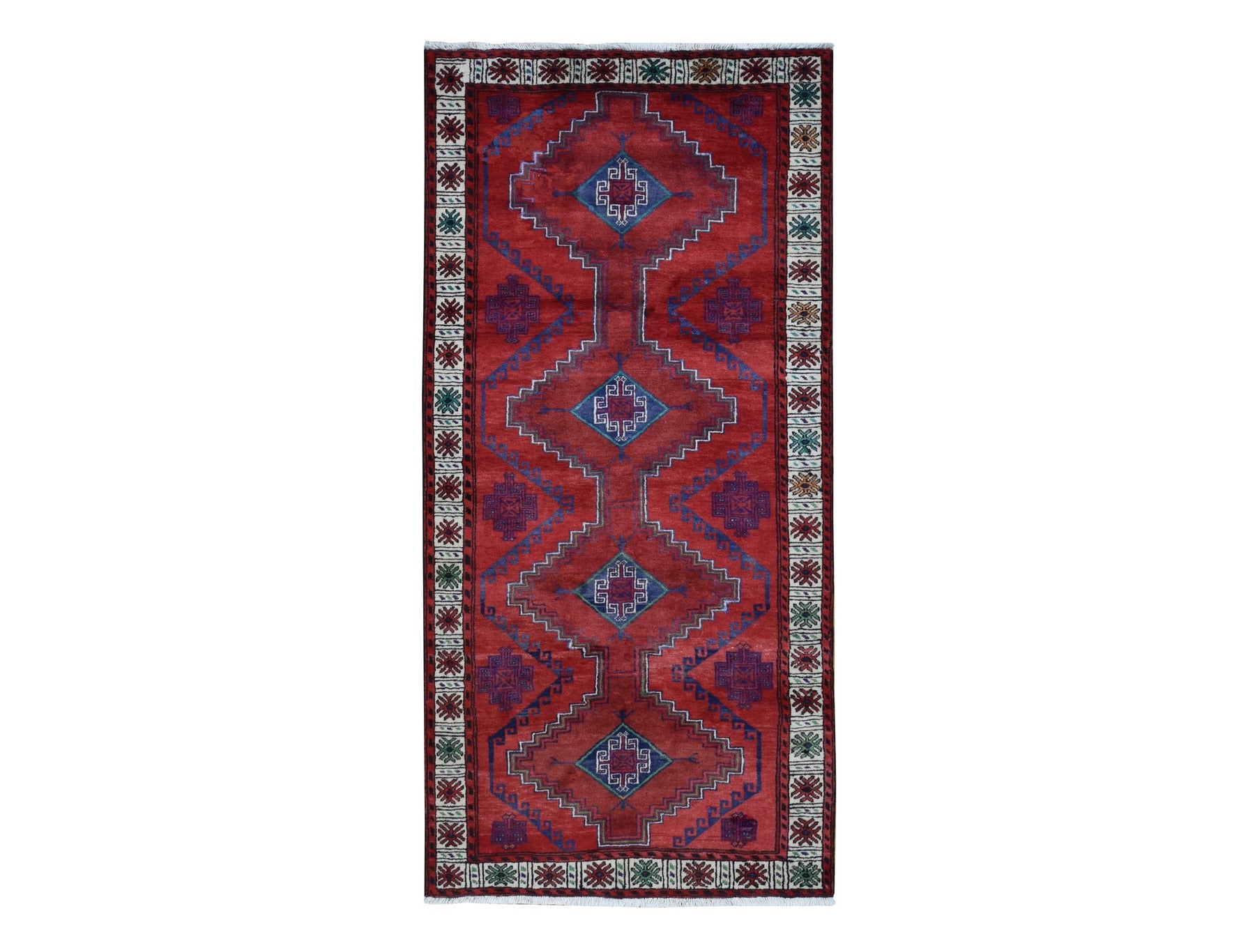 Red 3'8" x 7'9" Persian Hand knotted Wool Rug - Sku: O087443