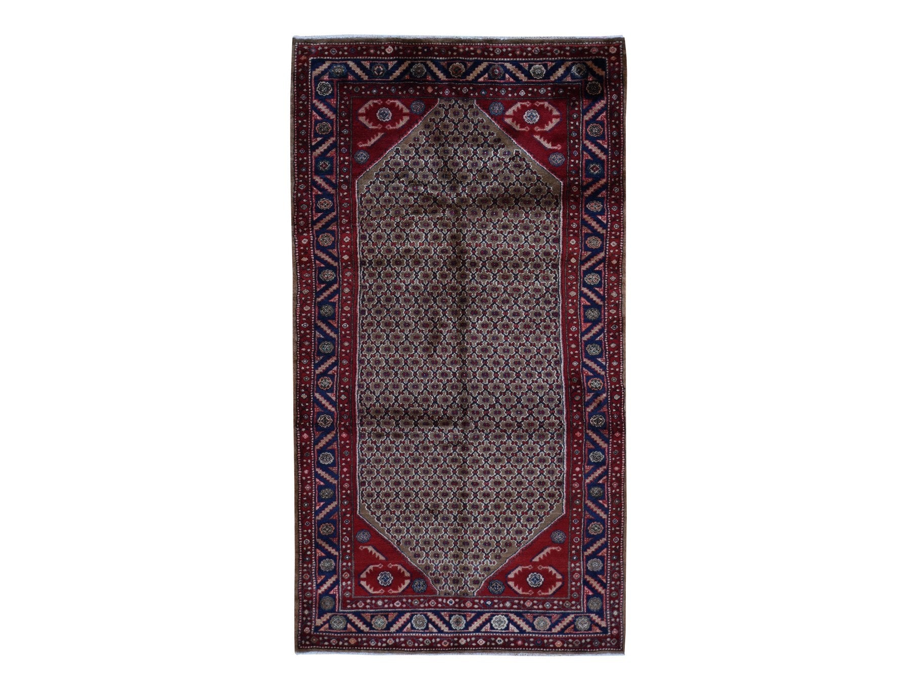 Brown 5'0" x 9'6" Persian Hand knotted Wool Rug - Sku: O087456