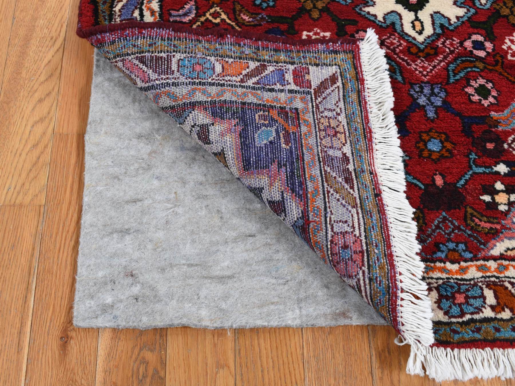 Hamadan Persian hand-knotted wool rug in Red & Ivory, 3'7" x 4'8" — SKU O087457 (view 3)