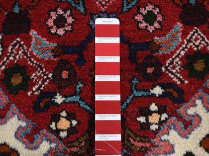 Hamadan Persian hand-knotted wool rug in Red & Ivory, 3'7" x 4'8" — SKU O087457 (view 5)