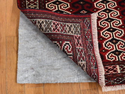Turkoman Persian hand-knotted wool rug in Red & Ivory, 3'2" x 4'1" — SKU O087460 (view 3)