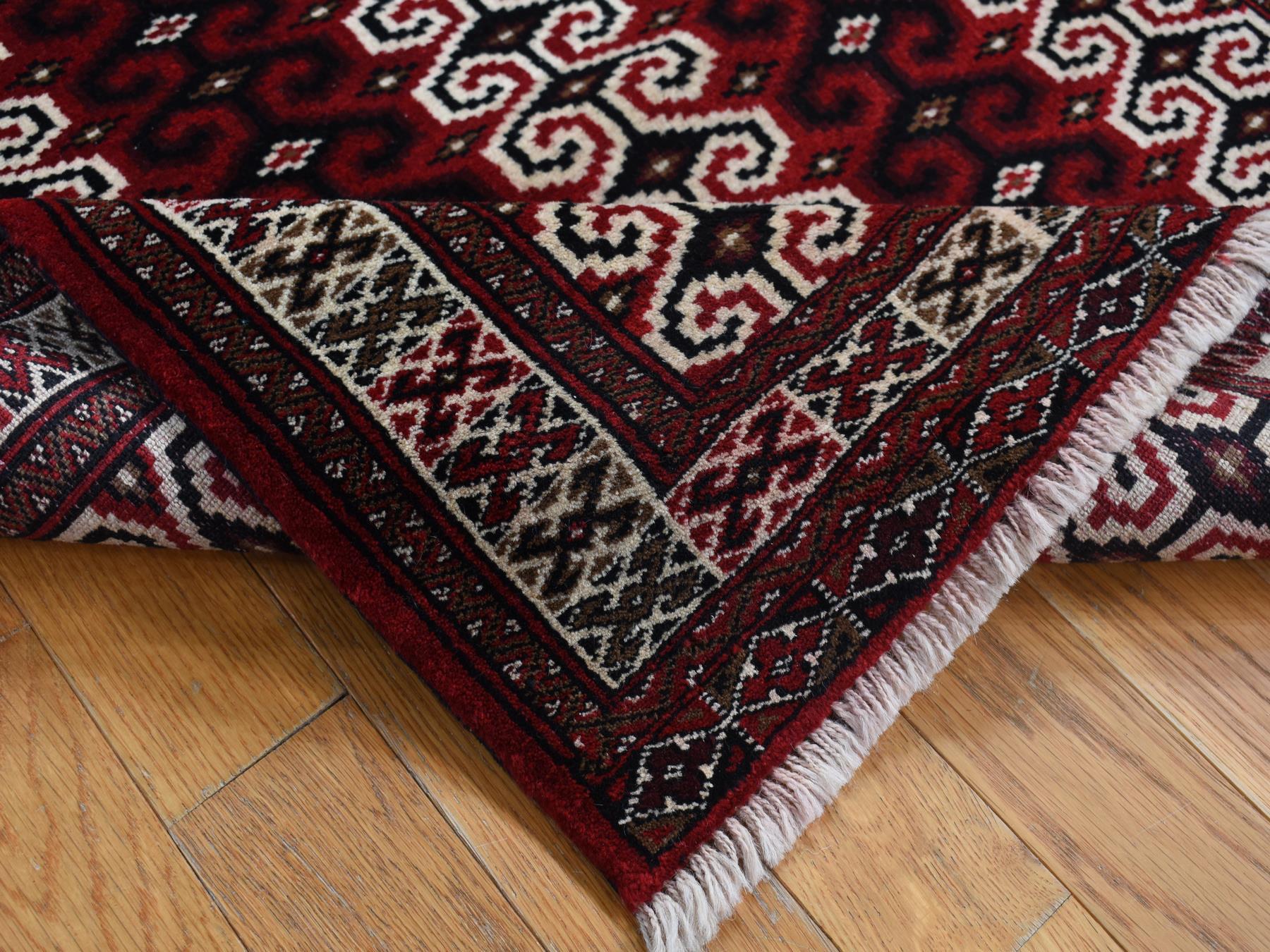 Turkoman Persian hand-knotted wool rug in Red & Ivory, 3'2" x 4'1" — SKU O087460 (view 4)