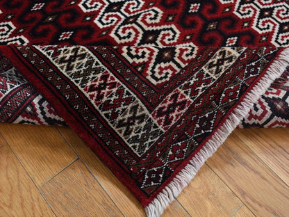 Turkoman Persian hand-knotted wool rug in Red & Ivory, 3'2" x 4'1" — SKU O087460 (view 4)