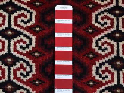 Turkoman Persian hand-knotted wool rug in Red & Ivory, 3'2" x 4'1" — SKU O087460 (view 5)
