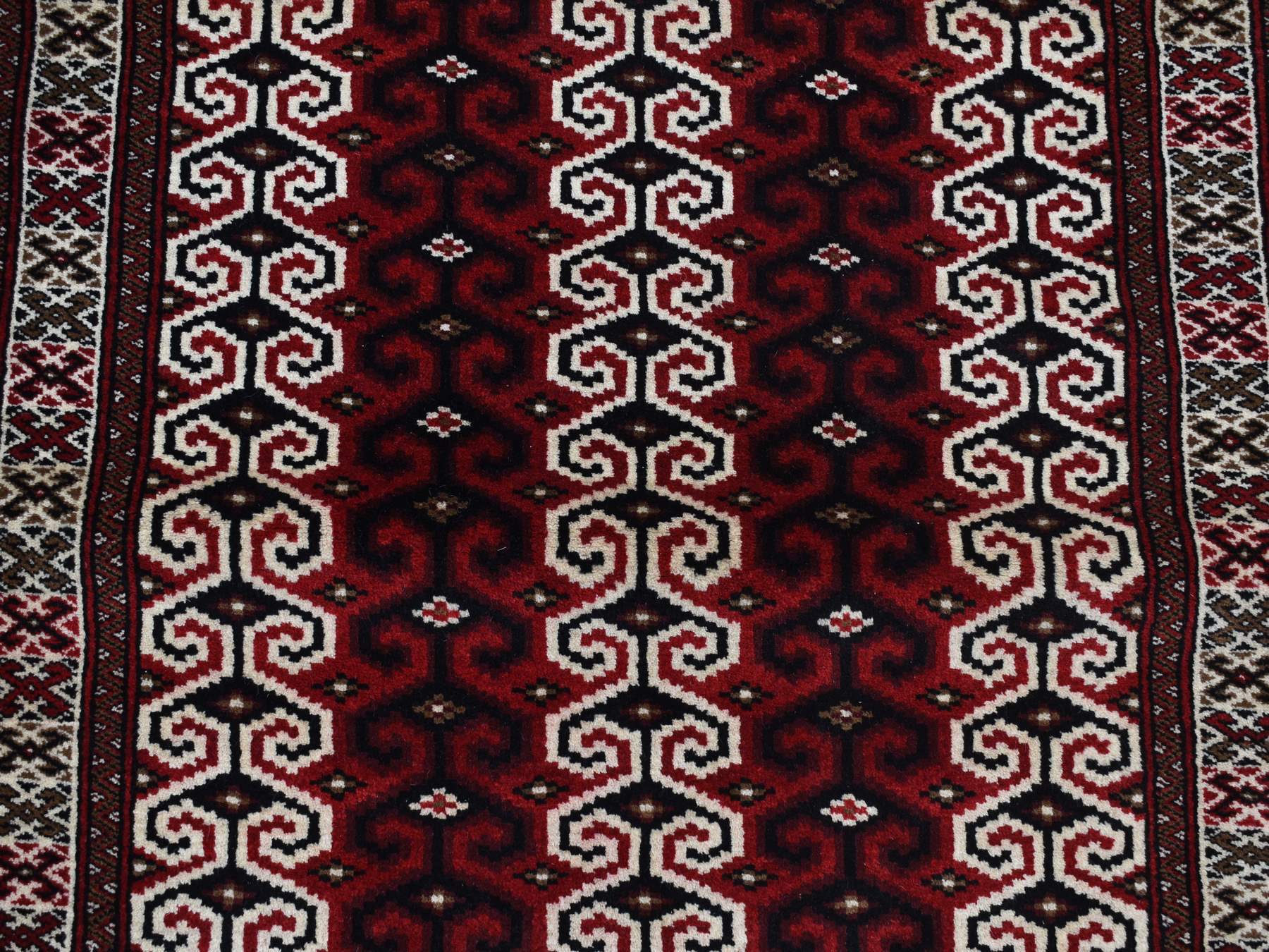 Turkoman Persian hand-knotted wool rug in Red & Ivory, 3'2" x 4'1" — SKU O087460 (view 6)