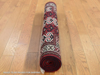 Turkoman Persian hand-knotted wool rug in Red & Ivory, 3'2" x 4'1" — SKU O087460 (view 7)