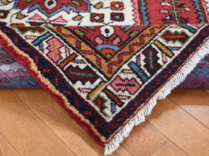 Hamadan Persian hand-knotted wool rug in Red & Ivory, 3'5" x 5'1" — SKU O087468 (view 4)