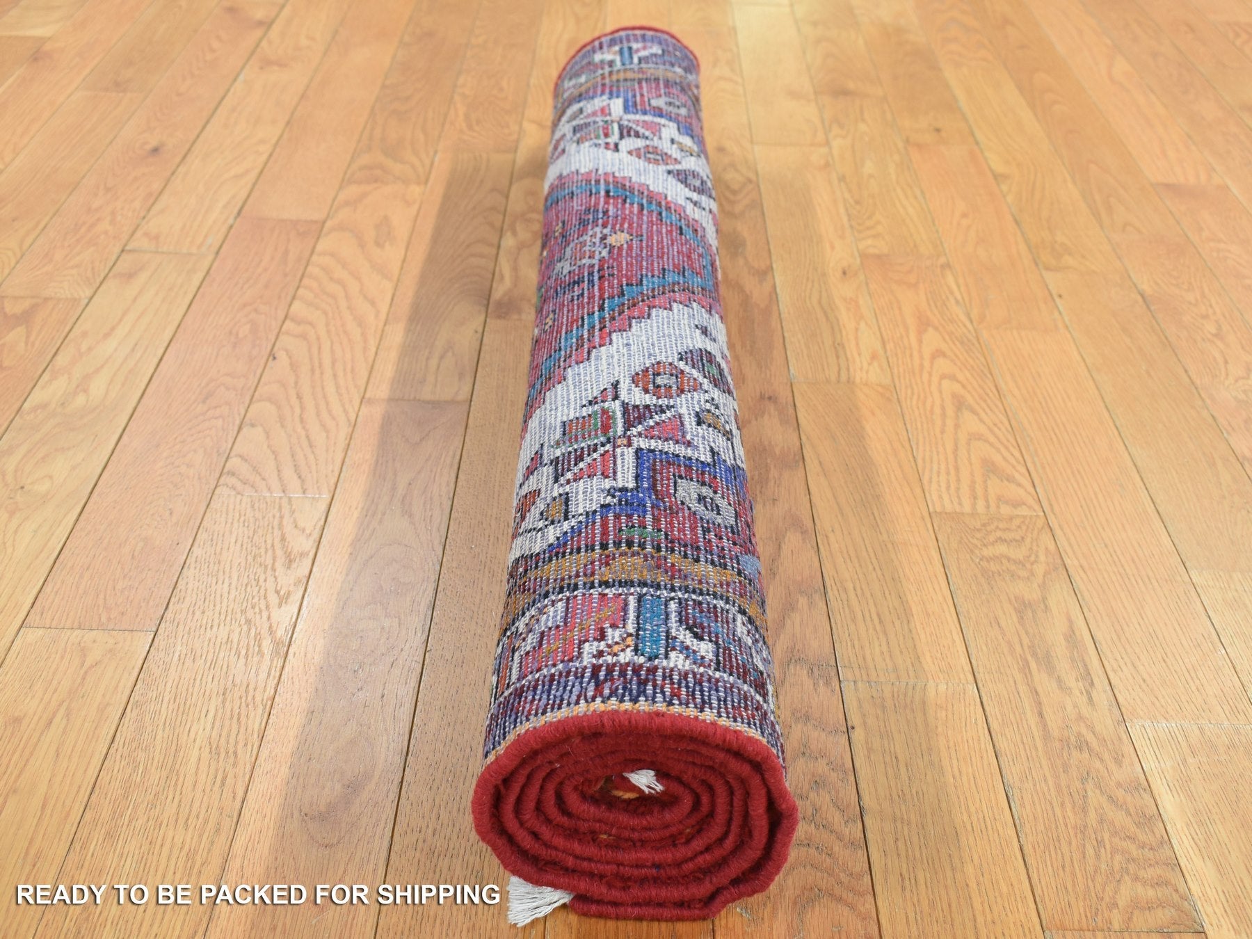 Hamadan Persian hand-knotted wool rug in Red & Ivory, 3'5" x 5'1" — SKU O087468 (view 7)