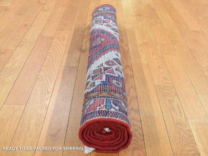 Hamadan Persian hand-knotted wool rug in Red & Ivory, 3'5" x 5'1" — SKU O087468 (view 7)