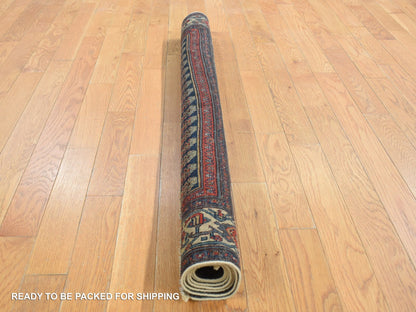 Blue 4'0" x 6'0" Vintage Hand knotted Wool Rug - Sku: O087479