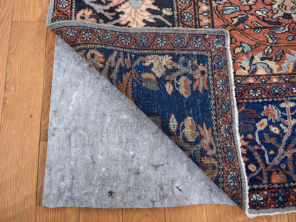 Sarouk Vintage hand-knotted worn wool rug in Green & Blue, 8'4" x 11'6" — SKU O087480 (view 4)