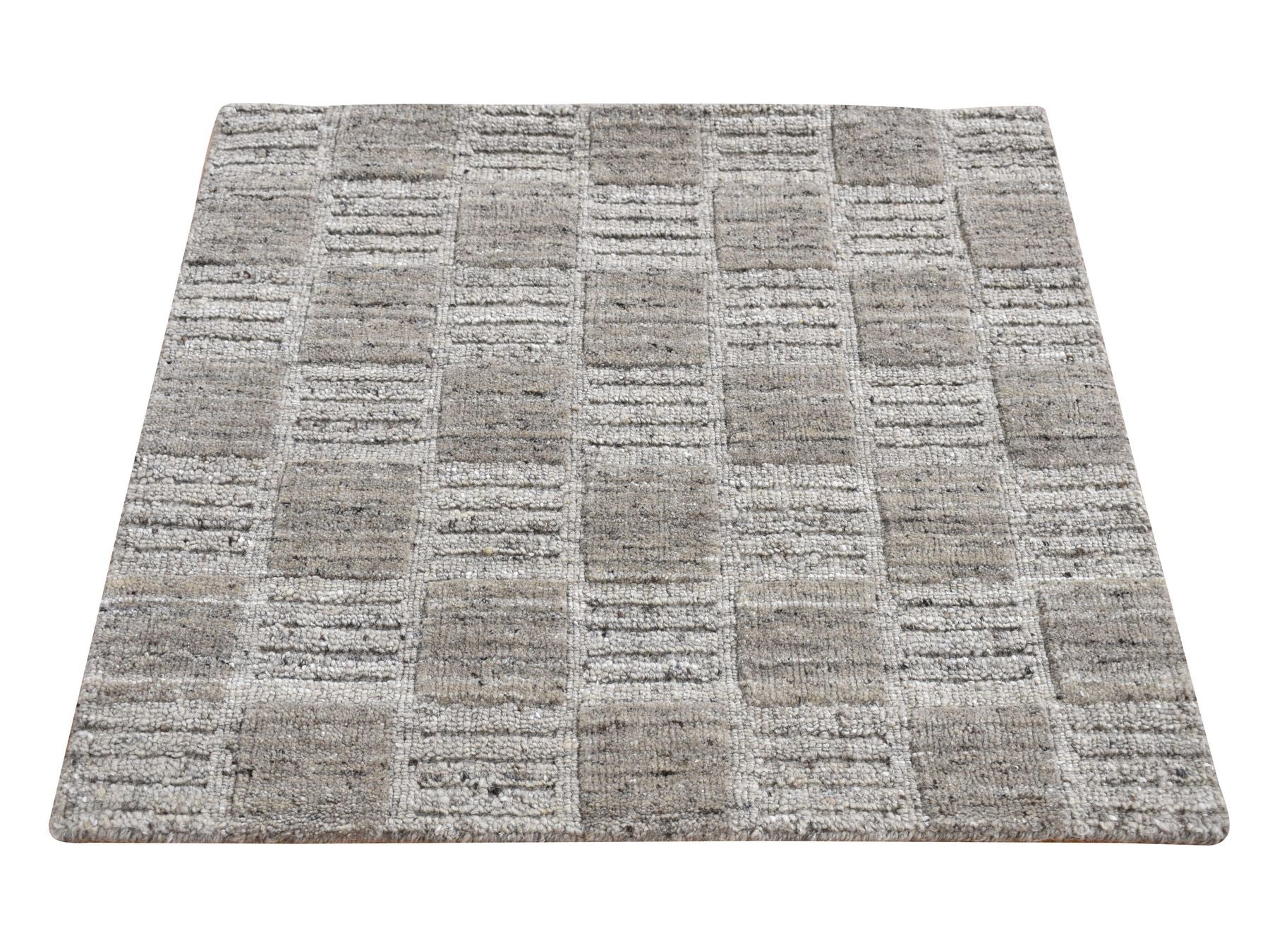 Modern / Contemporary hand-knotted wool rug in Gray, 2'1" x 2'3" — SKU O087483