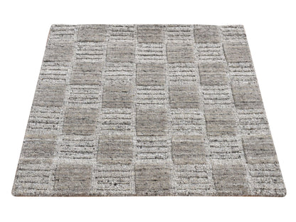 Modern / Contemporary hand-knotted wool rug in Gray, 2'1" x 2'3" — SKU O087483