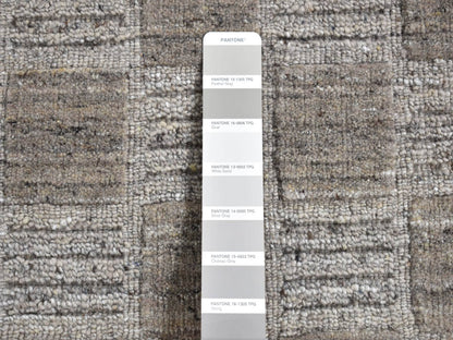 Grey 2'1" x 2'3" Modern / Contemporary Handloom Wool Rug - Sku: O087483