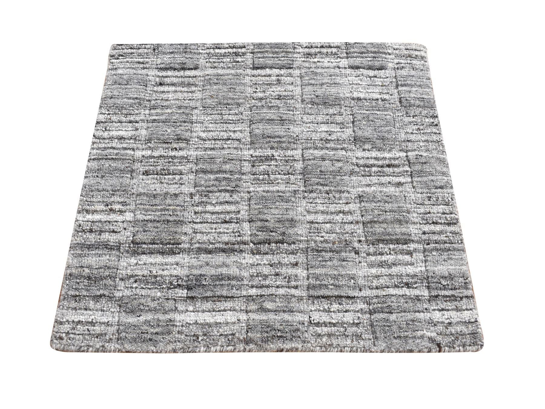 Modern / Contemporary hand-knotted wool rug in Gray, 2' x 2' — SKU O087485