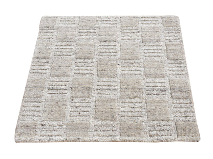 Beige 2'0" x 2'1" Modern and Contemporary Handloom Wool Rug - Sku: O087486