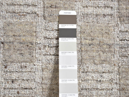 Beige 2'0" x 2'1" Modern and Contemporary Handloom Wool Rug - Sku: O087486