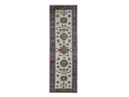 Kazak Kazak hand-knotted wool runner in Ivory & Red, 2'9" x 8'7" — SKU O087493