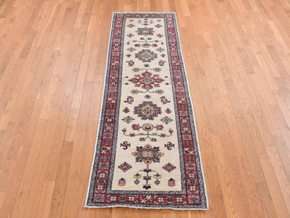Kazak Kazak hand-knotted wool runner in Ivory & Red, 2'9" x 8'7" — SKU O087493 (view 2)