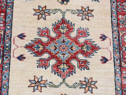 Kazak Kazak hand-knotted wool runner in Ivory & Red, 2'9" x 8'7" — SKU O087493 (view 6)