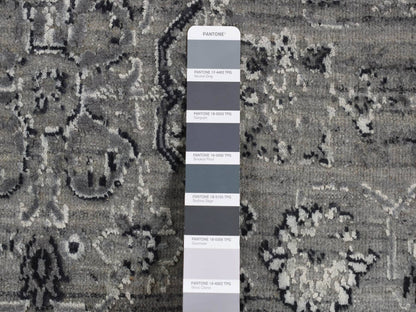 Grey 6'0" x 9'0" Transitional Hand knotted Wool/Silk Rug - Sku: O087509